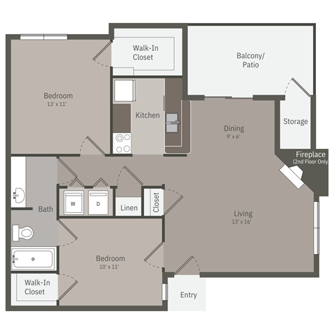 a floor plan of a studio apartment with a bedroom and a living room