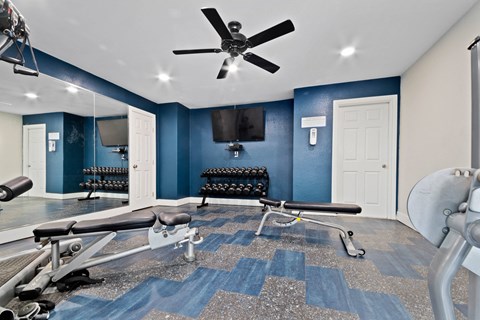 the gym at the whispering winds apartments in pearland, tx