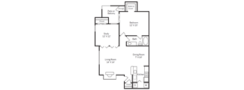 a floor plan of a house with a bedroom and a living room