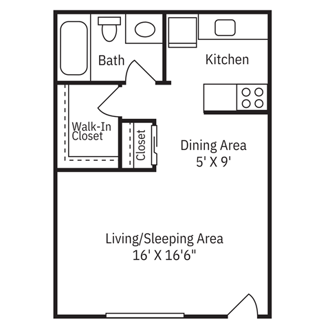 a floor plan of a small house with a bedroom and a living room and a