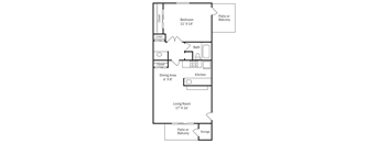a floor plan of a house with a bedroom and a living room