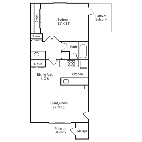a floor plan of a house with a bedroom and a living room