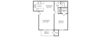 a floor plan of a house with a bedroom and a living room