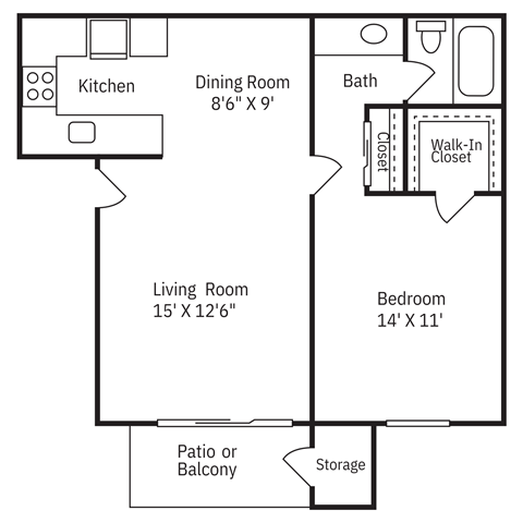 a floor plan of a house with a bedroom and a living room