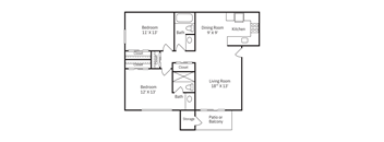 a floor plan of a house with a bedroom and a living room