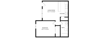 a floor plan of a house with a bedroom and a living room