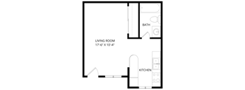 a floor plan of a small house with a bedroom and a living room