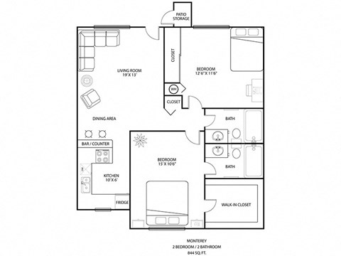 two bedroom floorplan