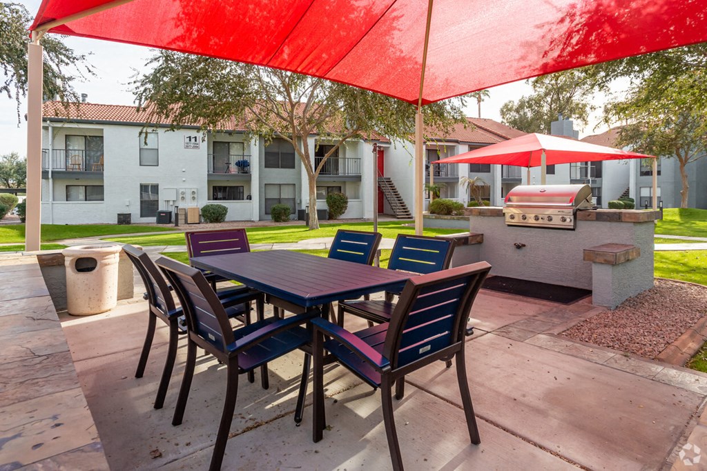 Outdoor BBQ Grill and Seating Area