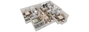 Langley Pointe Apartments | C1 | Three Bedroom Two Bathroom