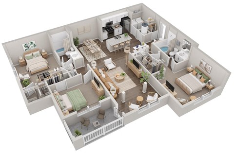 Langley Pointe Apartments I C1G I Three Bedroom Two Bathroom