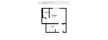 a floor plan of a small house with a bedroom and a bathroom