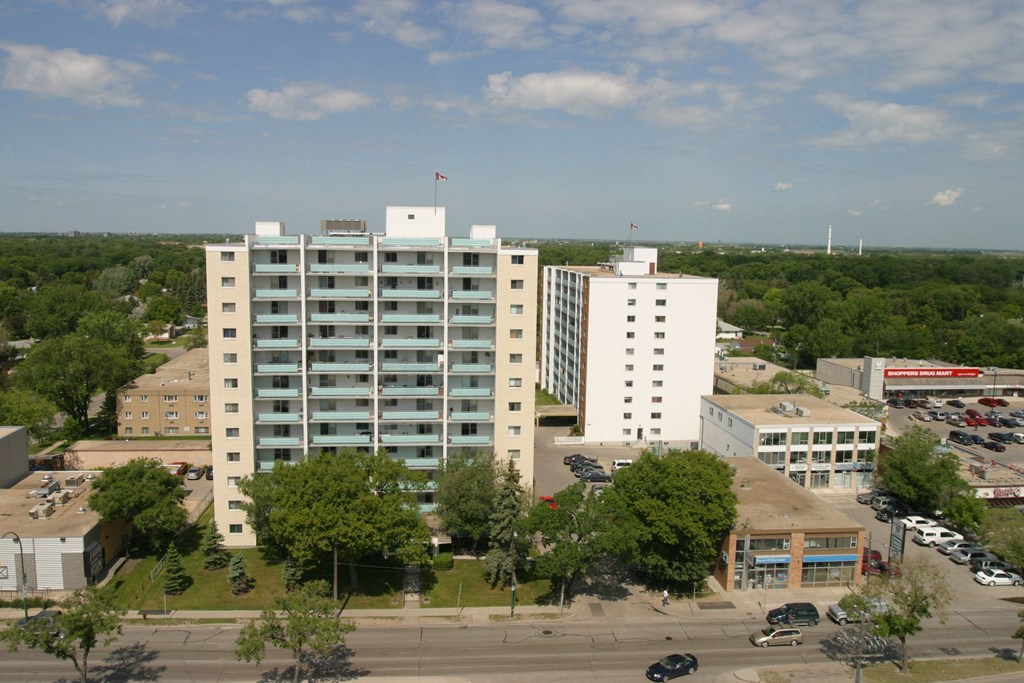 a view of the campus from the top of the building