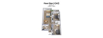 A 2 bedroom apartment with 1 bathroom is 956 square feet.