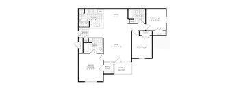 A black and white floor plan of a house with labeled rooms.