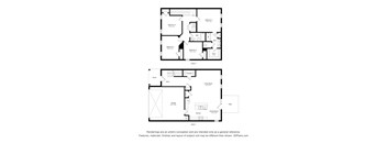 A floor plan of a house with two bedrooms, a living room, a kitchen, a bathroom, and a dining room.