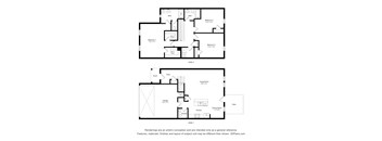 A floor plan of a two-story house with a living room, dining room, kitchen, and three bedrooms.