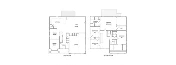 A floor plan of a two-story house with labeled rooms.