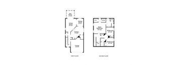 A floor plan of a two-story house with labeled rooms.