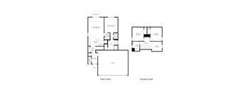 A black and white image of a floor plan for a two-story building.