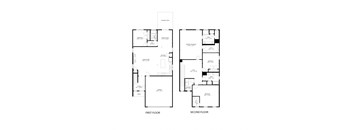 A black and white image of a floor plan for a two-story building.