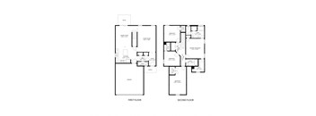 A floor plan of a two-story house with a garage.