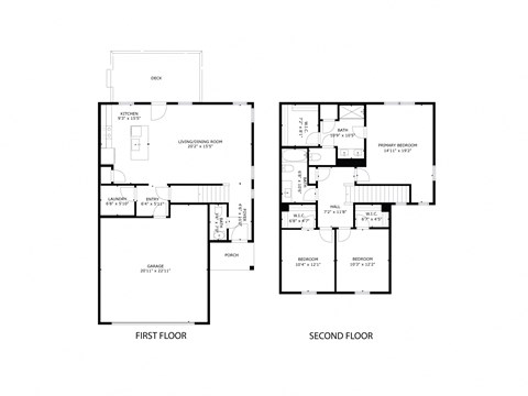 two floor plans of a house with different floors and bedrooms