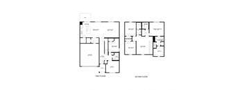 A black and white image of a floor plan for a two-story building.