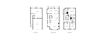 three floor plans of different floors of a house