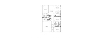 A floor plan of a house with a primary bedroom, a living room, a dining room, a kitchen, a laundry room, a bathroom, a study, a garage, and a bedroom.