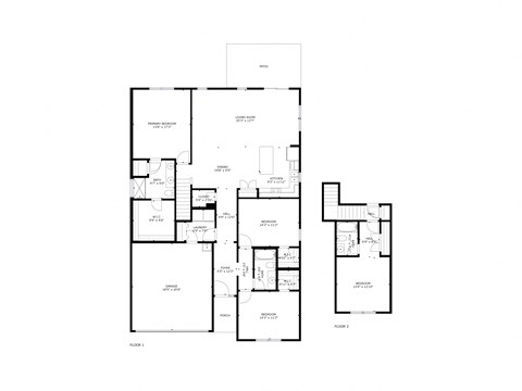 A black and white image of a floor plan for a building with multiple rooms.