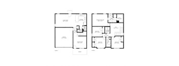 A floor plan of a two story house with a garage.