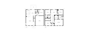 A black and white image of a floor plan for a two-story building.