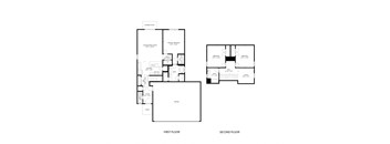 A black and white image of a floor plan for a house with two floors.