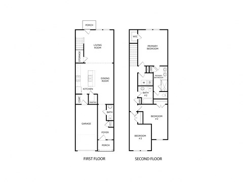 the floor plan of the two storey residence has two floor plans with different layouts
