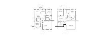 A floor plan of a two-story house with labeled rooms and dimensions.