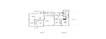A floor plan of a two-story house with labeled rooms.