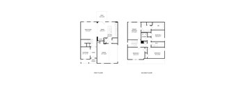 A floor plan of a two-story house with labeled rooms.