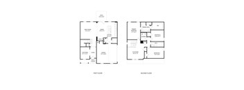 A floor plan of a two-story house with labeled rooms and dimensions.