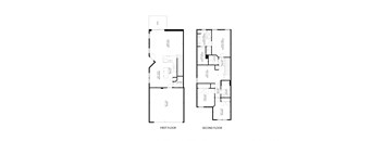 two floor plans of a house with two different floor plans showing different views of the