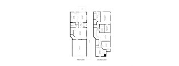 two floor plans of a house with two different floor plans with different elevations