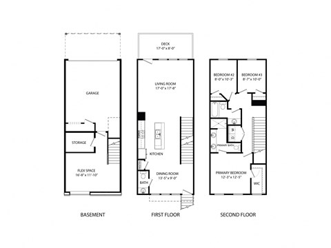 A diagram shows the layout of a house with basement, first and second floor plans.
