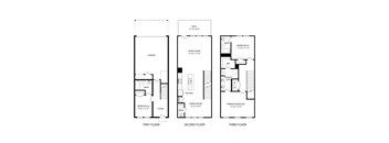 A diagram shows the layout of the first, second, and third floors of a building.
