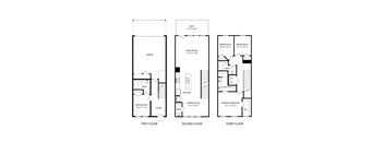 A diagram shows the layout of the first, second, and third floors of a building.