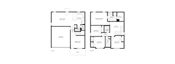 A black and white image of a floor plan for a two-story house.