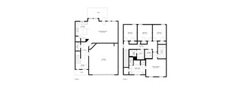 A black and white image of a floor plan for a two-story building.