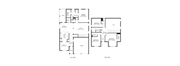 A floor plan of a two story house with a garage.