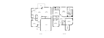 A floor plan of a two story house with a garage.