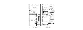 two floor plan of a house with different bedrooms and baths