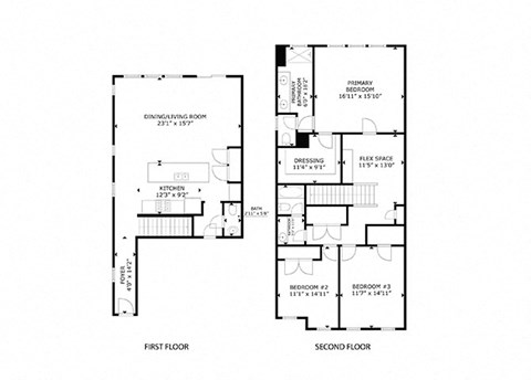 two floor plan of a house with two different floor plans